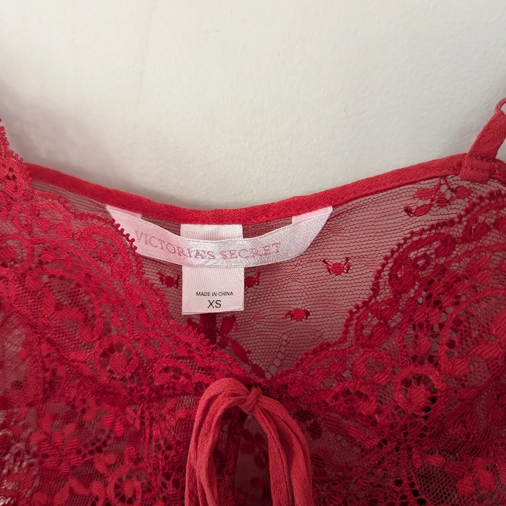 Vintage Victoria's Secret Silk Front Tie‎ Babydoll Lingerie Slip